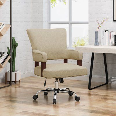 Charlton Home Mccullar Task Chair Color: Home Office Chairs For Women, Office Chairs For Women, Office With Windows, Upholstered Desk Chair, Traditional Home Office, Upholstered Office Chair, In Home Office, Comfortable Office Chair, Home Office Chair