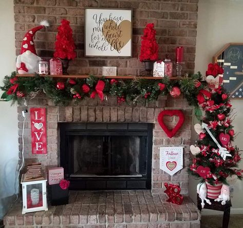 Valentine Decor Fireplace Mantels, Valentines Day Fireplace Decor Mantles, Valentine's Mantle Decor, Fireplace Valentine Decor Mantle Ideas, Valentine Fireplace Mantel, Valentine Mantel, Valentine Mantel Decorating Ideas, Valentines Mantel, February Mantle Decor