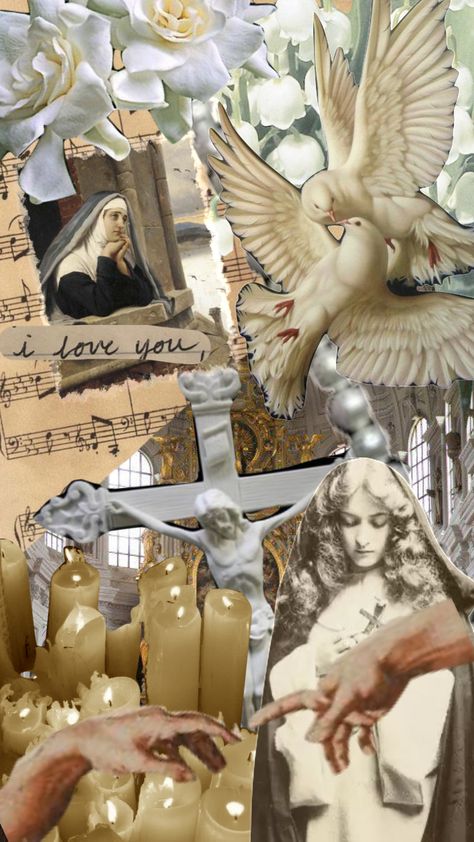 Christian Collage Art, Church Aesthetic Wallpaper, Christian Aesthetic Church, Catholic Collage, Theology Aesthetic, Jesus Christ Aesthetic, Catholic Aesthetic Wallpaper, God Collage, Christ Aesthetic