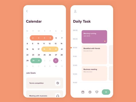 Mobile app - Goal setting calendar by Outcrowd  on Dribbble Calender Ui, Task App, App Colors, Desain Ux, Mobile App Inspiration, To Do App, Graphic Design Magazine, Ui Design Mobile, App Inspiration