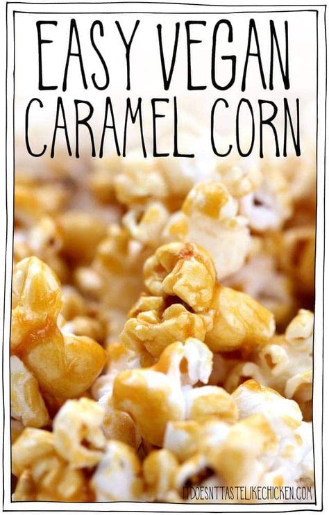 Vegan Caramel Popcorn, Eoe Diet, Vegan Popcorn, Caramel Corn Recipes, Popcorn Recipes Caramel, Stovetop Popcorn, Cream Packaging, Vegan Snack Recipes, Vegan Caramel