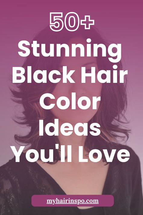 This Pinterest pin showcases numerous ideas for black hair color. It is visually focused to attract users seeking hair color ideas. It includes many image to explore different black hair color options. This pin serves as a guide for those looking to enhance their look with stylish color. Midnight Black Hair, Black Hair Color Ideas, Dark Black Hair, Purple Streaks, Orange Highlights, Color Safe Shampoo, Black Hair Dye, Purple Highlights, 50 & Fabulous