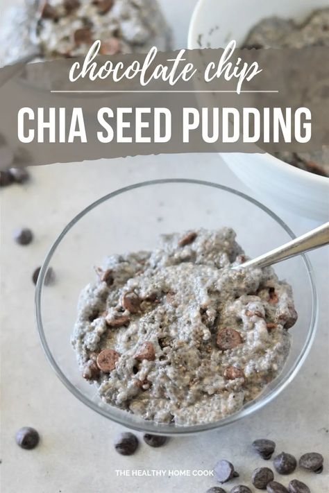 Chocolate Chip Chia Pudding, Cookie Dough Chia Pudding, Chia Pudding Recipes Healthy, Chicory Recipe, Carob Chips, Chia Pudding Recipes, Allergy Free Recipes, Gf Desserts, Healthy Desserts Easy