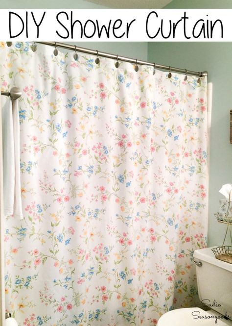 How to make a shower curtain for a cottage style bathroom Vintage Bed Sheets, Sewing Upcycling, Cheap Shower, Cottage Style Bathrooms, Gross Things, Diy Sewing Table, Diy Shower Curtain, Recycling Projects, Bathroom Window Curtains