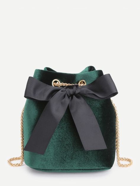 Shop Bow Tie Front Velvet Bucket Chain Bag online. SheIn offers Bow Tie Front Velvet Bucket Chain Bag & more to fit your fashionable needs. Velvet Trend, Bags Trendy, Cheap Purses, Silk Bag, Bow Bag, Unique Purses, Potli Bags, Cute Purses, Velvet Bag