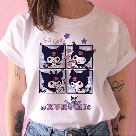 Kuromi Top Tee Funny Cartoon T Shirt Sanrio Kuromi Women Manga T-shirt Y2k Graphic Tshirt Streetwear Top Tees Female Grunge - AliExpress Kuromi Tshirts, Kuromi Shirt, Sanrio Shirt, Female Grunge, Kuromi T Shirt, Sanrio T Shirt, Kuromi Sanrio, Spooky Things, Tshirt Streetwear