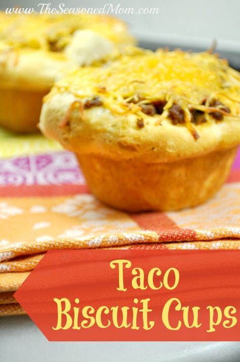 Taco Meat And Biscuits, Biscuit Taco Cups, Biscuit Cups Muffin Tins, Pillsbury Biscuit Tacos, Taco Cups With Biscuits, Taco Pie With Biscuits, Taco Biscuit Cups, Taco Muffin Cups, Taco Cupcakes With Cornbread