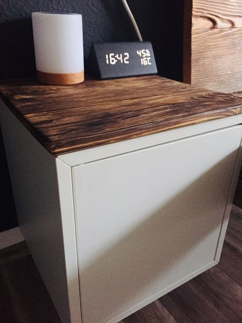 Ikea Eket Hack Nightstand, Eket Nightstand Hack, Eket Bedside Table, Eket Nightstand, Ikea Bedside Table, Ikea Eket Hack, Eket Cabinet, Ikea Bedside, Bedside Table Ideas