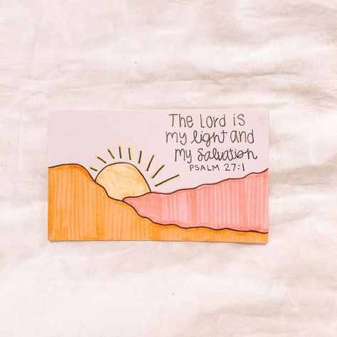 Chloe ☀︎︎ on Instagram: ““The Lord is my light and my salvation so why should I be afraid? The Lord is my fortress, protecting me from danger, so why should I…” Cute Bible Verse Notecards, Diy Bible Verse Index Cards, Bible Verse Index Cards, Bible Notecards, Bible Verse Notes, Christian Art Ideas, Gospel Art, Psalm 27 1, The Lord Is My Light