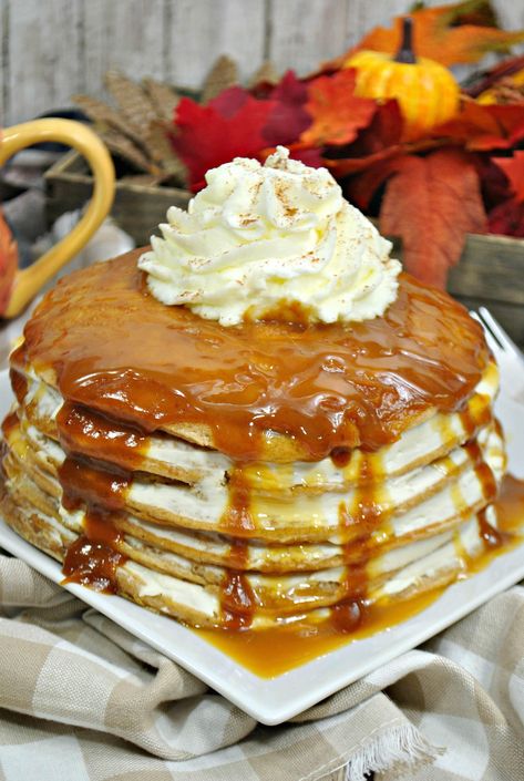 pumpkin cheesecake pancakes 2 2 Maple Sauce, Cheesecake Pancakes, Butterscotch Syrup, Freeze Dryer, Pumpkin Pecan Pie, Butterscotch Sauce, Pumpkin Cheesecake Recipes, Maple Pumpkin, Breakfast Sweets