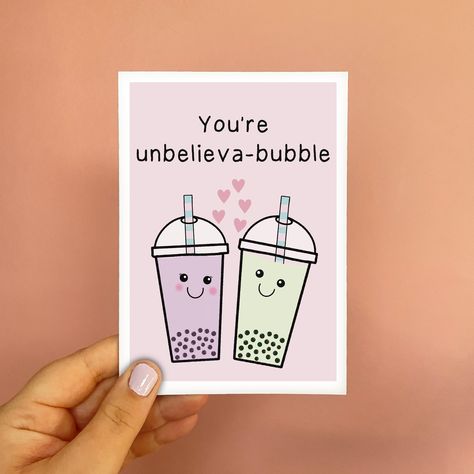 Funny Valentines Card, Bubble Tea Card, Girlfriend, Boyfriend, Husband, Wife, Funny Pun Valentines Card For Partner, Boba Card, Cute Card by LeaveMyMarkDesigns on Etsy Pun Valentines, Funny Valentines Card, Pun Cards, Cute Valentines Card, Punny Cards, Funniest Valentines Cards, Pun Card, Funny Pun, Funny Valentines