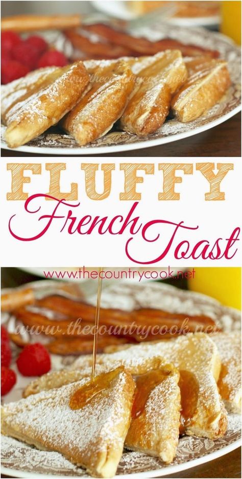 Fluffy French Toast Recipe, Fluffy French Toast, Roti Panggang, Country Cook, Popular Food, Dessert Aux Fruits, The Country Cook, What's For Breakfast, Country Cooking