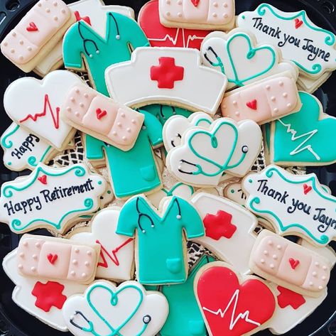 Nursing cookies Sugar cookies Retirement cookies Medical cookies Doctor Retirement Cookies, Nurse Retirement Cookies, Nurse Appreciation Cookies, Nursing Cookies, Dental Cake, Flooded Cookies, Retirement Cookies, Appreciation Cookies, Medical Cookies