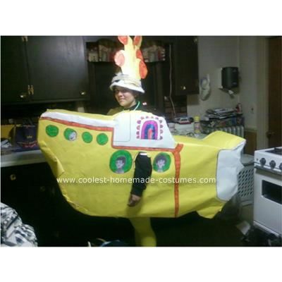 Homemade Yellow Submarine Costume: This Yellow Submarine costume took me nine hours to make but it was definitely worth it. I constructed the whole thing out of cardboard and taped the Submarine Costume, The Yellow Submarine, Submerged Vbs, Yellow Tights, Nowhere Man, Homemade Costumes, Yellow Submarine, Kids Costumes, Under The Sea