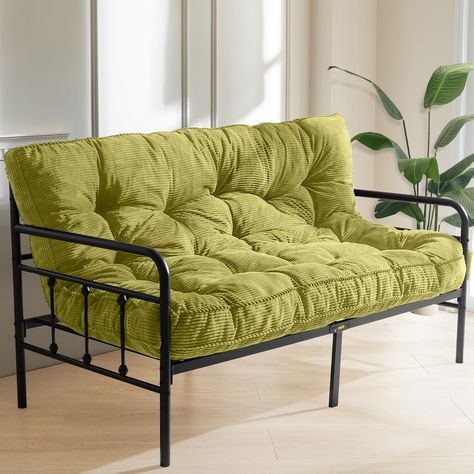 Futon Styling, Small Futon Couch, Futon With Storage, Studio Apartment Furniture, Industrial Apartment Decor, Queen Size Futon, Floor Futon, Futon Frames, Floor Mattress