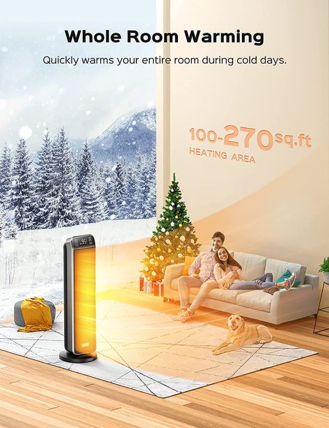 Amazon.com: Dreo 24" Space Heater, 10ft/s Fast Quiet Heating Portable Electric Heater with Remote, 3 Modes, Overheating & Tip-Over Protection, Oscillating Ceramic Heater for Bedroom, Office, and Indoor Use, Black : Everything Else Water Heater Thermostat, Best Space Heater, Tabletop Firepit, Room Heater, Space Heaters, Ceramic Heater, Portable Heater, Solar Generator, Electric Heater