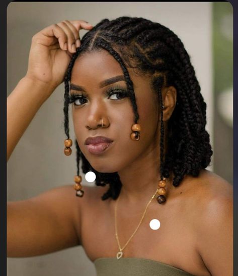 Hairstyle With Beads, Medium Haircuts For Women, Hair Braiding Styles, African Hair Braiding, Hairstyles For Ladies, Short Box Braids Hairstyles, Medium Haircuts, Natural Hair Stylists, Braiding Styles