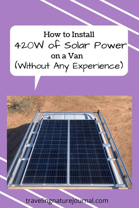 I had NO EXPERIENCE installing solar power before the van build. This post details what solar panels we bought and how we installed them. Come check it out! Van Solar Setup, Van Solar Panels, Solar Panels For Rv, Van Life Solar Panels, Installing Solar Panels Home, Thru Hiking, Solar Panel Installation, Camper Van Conversion, Drilling Holes