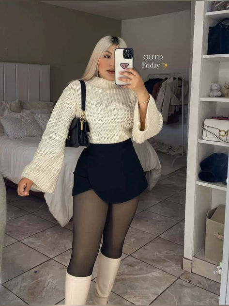 Thigh High Boots And Skirt Outfit, Outfit Ideas With Knee High Boots, Skirts With Tights Outfit, Chicago Fits, Thigh Boots Outfit, Outfit Botas, Clothing Wardrobe, Luxury Photography, Latina Fashion Outfits