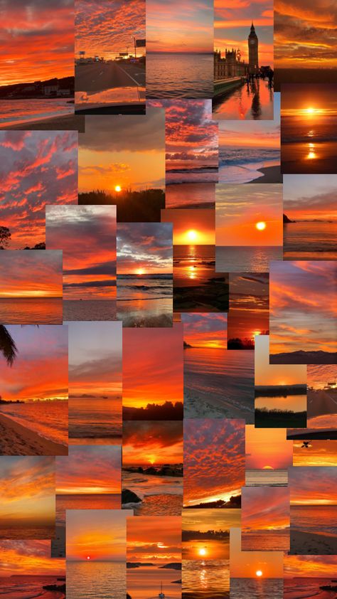 Sunset Collage<3🧡 #sunset #collage #sunsetcollage #wallpaper #sunsetwallpaper #nature #sun Sun Collage Wallpaper, Sunset Collage Aesthetic, Sunset Aesthetic Collage, Sunset Collage Wallpaper, Beach Sunset Aesthetic Wallpaper, Collage Sunset, Sunset Collage, Beautiful Sky Pictures, Top Notch Wallpaper