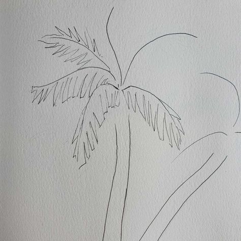 Palm Tree Leaf Drawing, How To Paint A Palm Tree Step By Step, Palm Tree Drawing Sketches, How To Draw Palm Trees, How To Draw A Palm Tree, Palm Tree Painting Easy, Draw Palm Tree, Palm Tree Doodle, Draw A Palm Tree