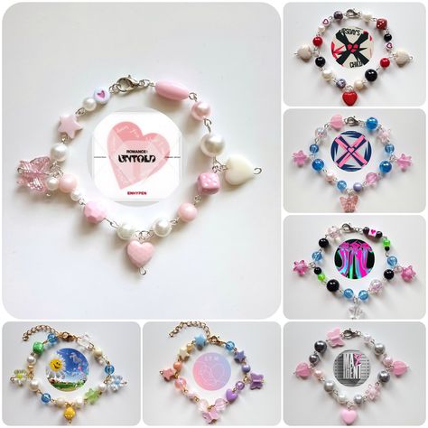 You want to have merch of your kpop favorite artist, but it should be subtle and cute at the same time?  Then these bracelets are just perfect for you! Check out our handmade bead bracelets which  match your favorite album! ✧˚ * . There are seven different versions, that you can choose from: ♡ Enhypen - Romance: Untold (Length: ~20,5 cm / 8 inch) ♡ TXT - Thursday's Child (Length: ~20 cm / 7.8 inch) ♡ Stray Kids - Maxident (Length: ~19 cm / 7.5 inch) ♡ TXT - Fight or Escape (Length: ~20 cm / 7.8 Sunghoon Bracelet, Kpop Friendship Bracelets, Enhypen Beads Bracelet, K Pop Bracelet Ideas, Kpop Inspired Bracelets, Itzy Bracelet, Diy Skz Merch, Kpop Items, K Pop Merch