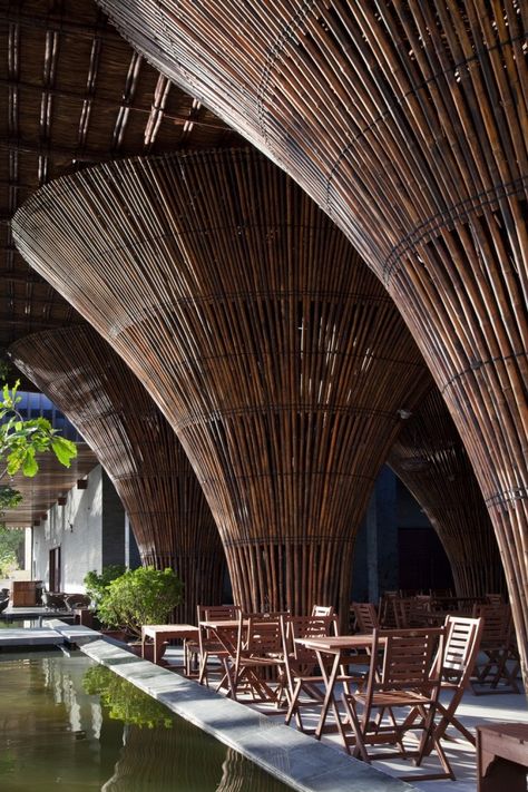 Form Development, Vo Trong Nghia, Bamboo Building, Cafe Pictures, Tree Structure, Bamboo Structure, Bamboo Architecture, Bamboo House, Column Design