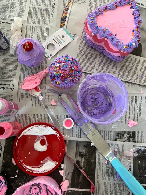 Styrafoam + plaster with paint makes for some fun home decor Plaster Cake, Fake Cakes, Diy Plaster, Plaster Crafts, Plaster Wall Art, 18th Bday, Fun Home Decor, Fake Cake, Colorful Life