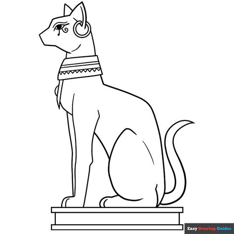 Egyptian Cat Egypt Coloring Pages, Printable Cat Coloring Pages, Egypt Cat, Egyptian Drawings, Egypt Project, Cat Coloring Pages, Cat Outline, Laurel Burch Cats, Cat Drawing Tutorial