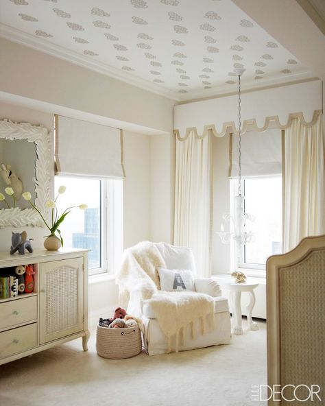 Window With Curtains, Upper East Side Apartment, Ceiling Paint, Traditional Nursery, Sandberg Wallpaper, Wallpaper Ceiling, Decor Ikea, Decor Videos, Casa Vintage