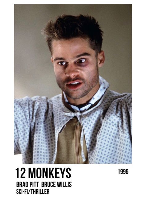 12 monkeys movie polaroid poster brad pitt psycho insane indie kid aesthetic Best Office Episodes, 12 Monkeys Movie, Indie Kid Aesthetic, Brad Pitt Movies, Famous Movie Posters, Twelve Monkeys, Kid Aesthetic, 12 Monkeys, Movies Worth Watching