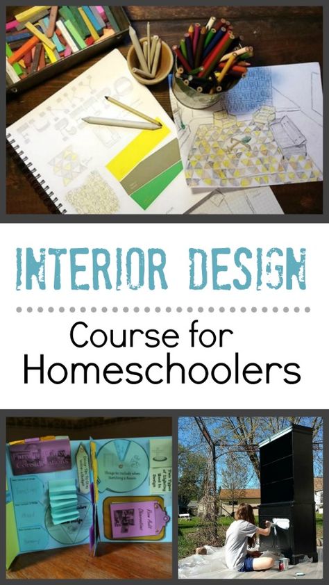 Interior Design Course for Homeschoolers #unitstudy #homeschool #curriculum Online School Organization, Homeschool Electives, High School Electives, Interior Design Course, Interior Design Classes, Online Degree Programs, Study Interior Design, Family And Consumer Science, School Interior