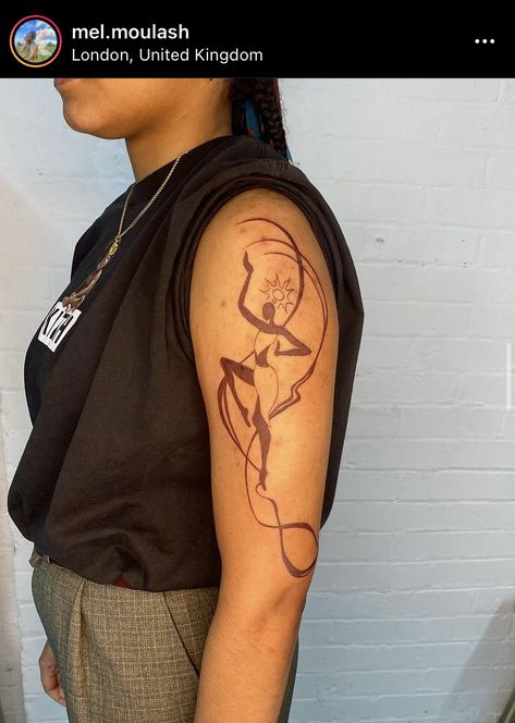 Black Spirituality Art Tattoo, Red Ink Tattoo On Brown Skin, White Tattoo Black Skin, Dark Brown Tattoo Ink, Spiritual Back Tattoos For Women, Brown Ink Tattoo On Dark Skin, Brown Ink Tattoo On Brown Skin, Black Woman Tattoos, Dark Brown Tattoo