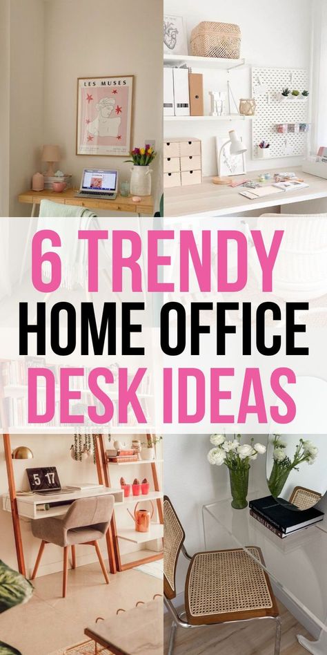 Desk Ideas For Small Spaces, Home Office Desk Ideas, Trendy Home Office, Office Desk Ideas, Ideas For Home Office, Cozy Apartment Decor, Bedroom Decor On A Budget, Being Productive, Apartment Decorating On A Budget