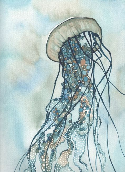 Jellyfish Tamara Phillips, Akvarel Illustration, Jellyfish Print, Jellyfish Art, Sea Art, Watercolor Artwork, Jellyfish, Alcohol Ink, Life Art