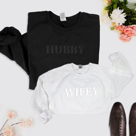 Wife And Hubby Sweatshirts, Husband And Wife Sweatsuit, Husband And Wife Matching Outfits, Husband Sweatshirt, Wife Sweater, Couple Sweatshirts, European Outfits, Wife Sweatshirt, Wedding Sweater