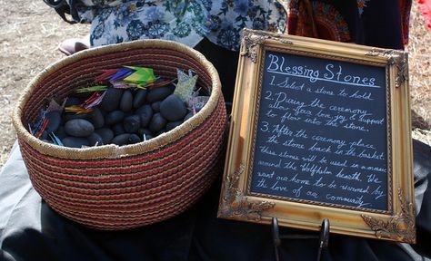 Use "blessing stones" to bring your wedding love mojo back home with you Queer Weddings, Wedding Readings, Wedding Guest Book Unique, Unity Ceremony, Offbeat Bride, Wedding Rituals, Wedding Guest Book Alternatives, Wedding In The Woods, Planning Tips