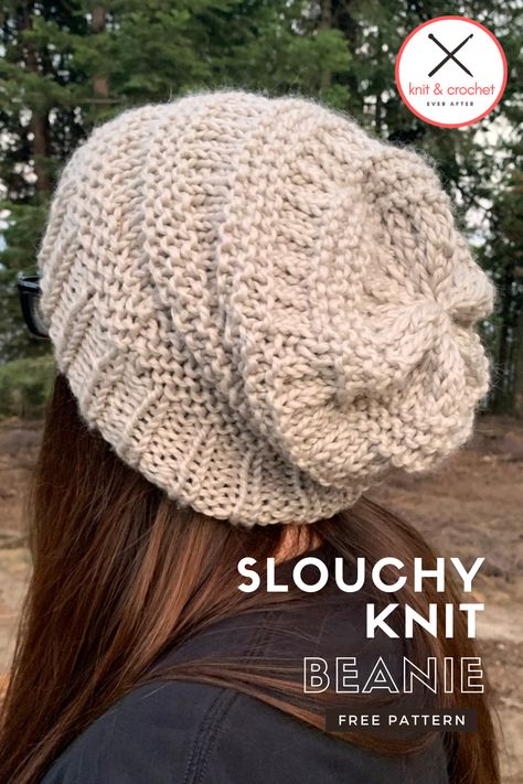 Mens Slouchy Beanie Knit Pattern Free, Slouchy Beanie Hat Pattern, Knit Slouchy Hat Pattern Free Bulky Yarn, Knit Bulky Hat Pattern, Knit Look Crochet Beanie Free Pattern, Knitting Patterns Videos, Slouch Hat Pattern Free, Slouchy Beanie Crochet Pattern Free, Slouch Beanie Crochet Pattern