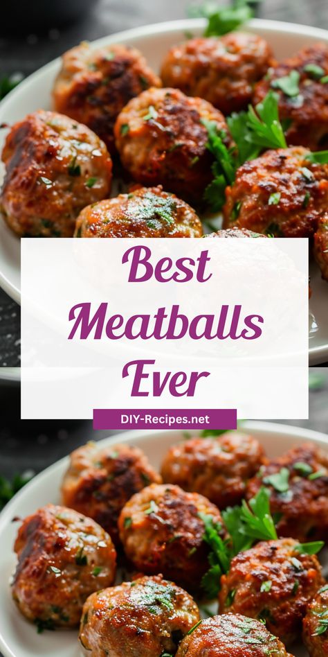 Create the best meatballs ever with this recipe. Combining beef, veal, and pork, these meatballs are sure to impress. Meatball Recipes With Pork And Beef, Meatballs Pork And Beef, Best Ever Meatballs, Meatballs With Vegetables, Pork Meatballs Recipe, Best Meatballs Ever, Best Meatball Recipe, The Best Meatballs, Beef And Pork Meatballs