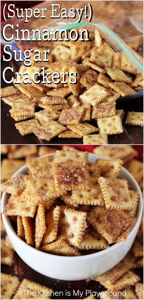 Super Easy Cinnamon Sugar Crackers Dill Crackers, Saltine Cracker Recipes, 2024 Cookies, Cinnamon Crisps, Oyster Crackers Recipe, Cinnamon Snack, Dizzy Cook, Homemade Crackers Recipe, Crisps Recipe