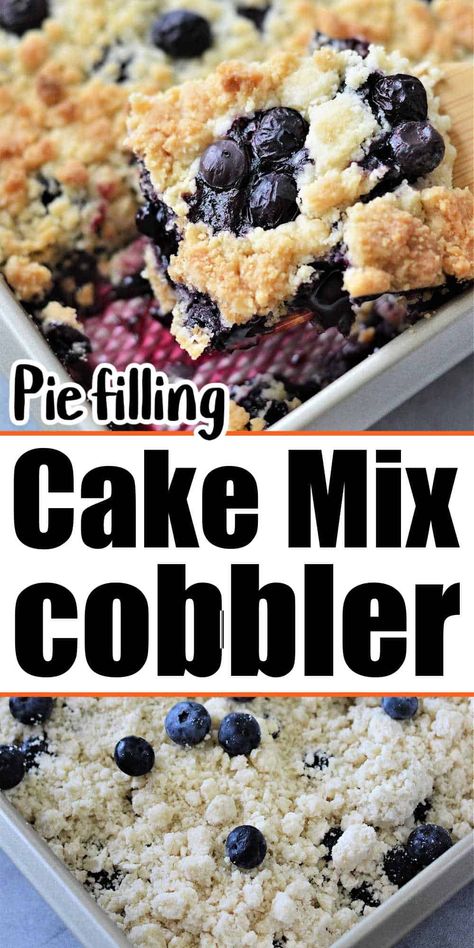 Dump Cake Cobbler Recipes, Blueberry Pie Filling Cake Mix Recipe, Recipes For Blueberry Pie Filling, Easy Cobbler With Pie Filling, Canned Blueberry Cobbler, Yellow Cake Mix Cobbler, Desserts Made With Blueberry Pie Filling, Easy Pie Filling Desserts, Blueberry White Cake Mix Recipes