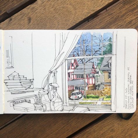 Travel Sketching, Daily Sketchbook, Art Window, Artist Sketchbook, Travel Sketches, Sketchbook Art Journal, Watercolor Sketchbook, Arte Sketchbook, A Level Art