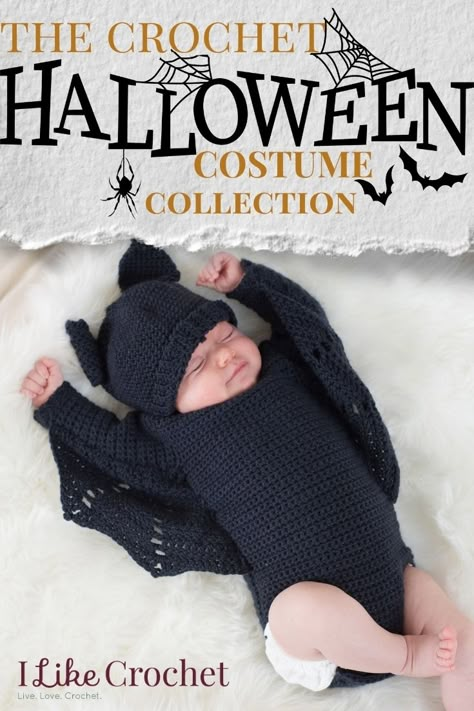 Frightfully Adorable Baby Bat Set - I Like Crochet Bat Onesie, Hat Crochet Tutorial, Crochet Baby Halloween, Witch Hat Crochet, Crochet Onesie, Crochet Halloween Patterns Free, Crochet Halloween Costume, Halloween Costume Patterns, Crochet Newborn Outfits