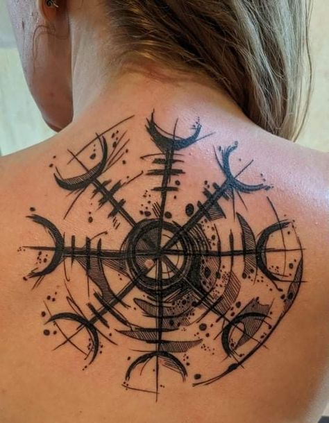 Aegishjalmur tattoo Aegishjalmur Tattoo, Helm Of Awe Tattoo, Viking Sleeve, Yggdrasil Tattoo, Viking Compass Tattoo, Viking Rune Tattoo, Symbols Tattoos, Viking Tattoo Symbol, Bike Tattoos