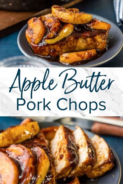 Apple Butter Pork Chops, Butter Pork Chops, Pork Chops With Apples, One Pan Recipe, Skillet Pork Chops, Recipe For Fall, Apple Pork, Apple Pork Chops, Pork Chop Recipes Baked