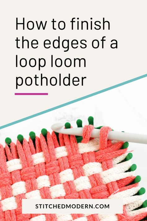 Taking a potholder off a loop loom is easy with the steps in this tutorial. Make nice finished edges for a clean woven finish. Potholder Patterns Free, Diy Potholders, Shirt Crafts, Potholder Loom, Loom Designs, Weaving Loom Diy, Loom Craft, Weaving Loom Projects, Loom Knitting Projects