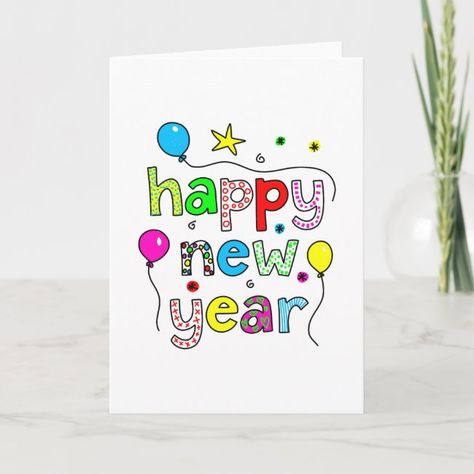 New Year’s Cards, Happy New Year Handmade Cards, New Year Text Messages, New Year Cards Handmade, New Years Cards, New Year Card Design, Drawn Cards, Happy New Year Text, Happy New Year Card