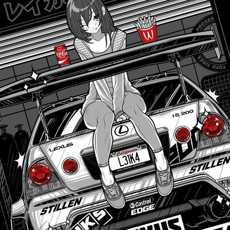 Kawaii Cars, Cars Challenger, Jdm Girls, Pixel Car, Gothic Stuff, Cars Drawing, Automotive Illustration, Artwork Wallpaper, Jdm Wallpaper