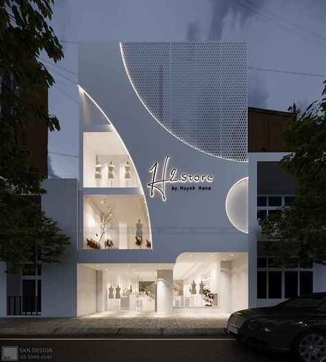 Retail Facade Design, Store Exterior Design, Store Facade Design, Cafe Exterior Design, Boutique Facade, Acp Facade Design, Commercial Building Exterior, Boutique Exterior, Store Facade