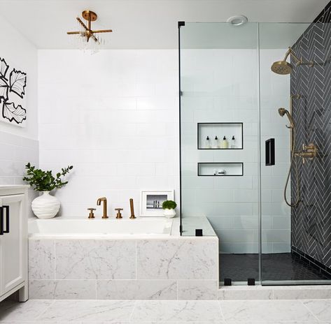 Face It: These 9 Master Bath Ideas Are Pure Genius | Hunker Bathroom Tub Shower Combo, Bathroom Tub Shower, Real Estat, Bathroom Tub, Bad Design, Tub Shower Combo, Bathroom Layout, Shower Remodel, Bathroom Renos